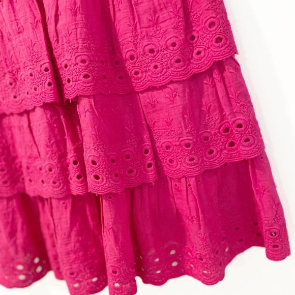💗 3/$10 💗 House of Harlow Tiered Eyelet Skirt Fuchsia Size Small EUC - Picture 7 of 11